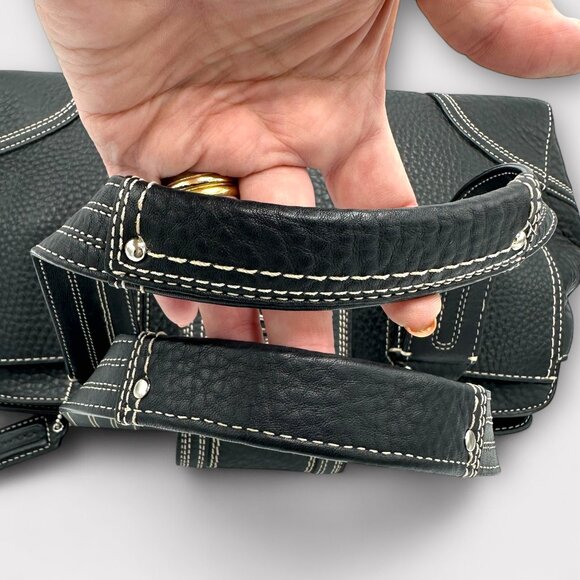 ⭐️SOLD⭐️ Vintage Coach Hampton Black Leather Satchel #F13961 - Picture 9 of 13